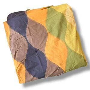 Vintage 70s Cannon Royal Family Seven Seas Queen Fitted Sheet 60x80 Orange Green